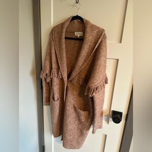 Heartloom Cozy Tan Cardigan with Fringe